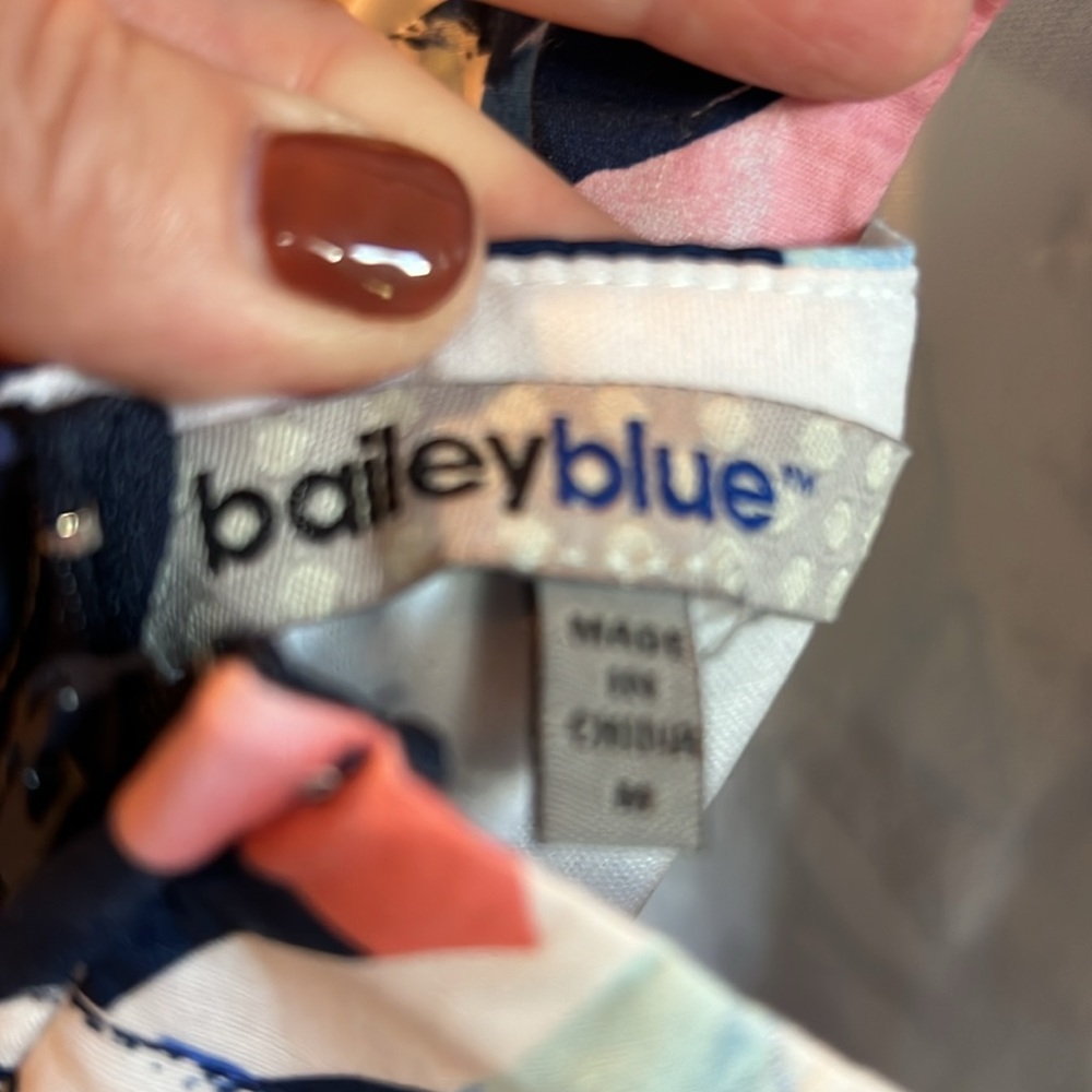 Bailey Blue Size Medium Junior Dress Floral Blue Back Out Mini Lined w/trellis - Picture 5 of 5